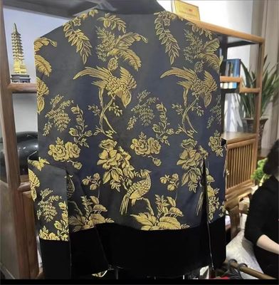 Eco Friendly Textured Viscose Jacquard Bird Flower Jacquard Fabric Breathable For Dress